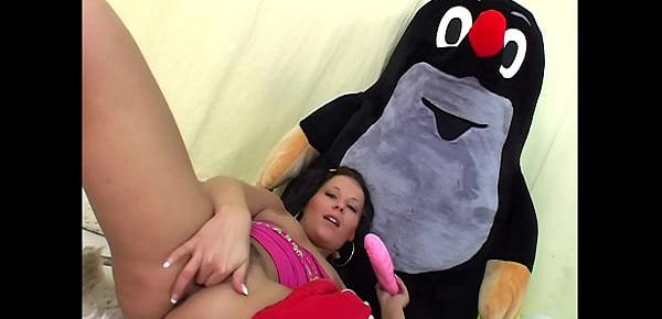  Sexy pornstar Nataly Lancaster masturbates with a big dildo
